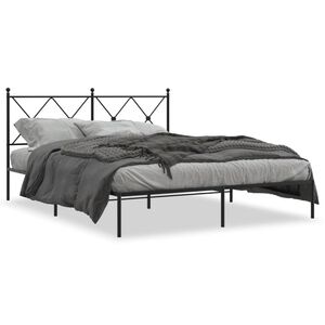 vidaXL Cadre de lit m&eacute;tal sans matelas et t&ecirc;te de lit noir 160x200 cm