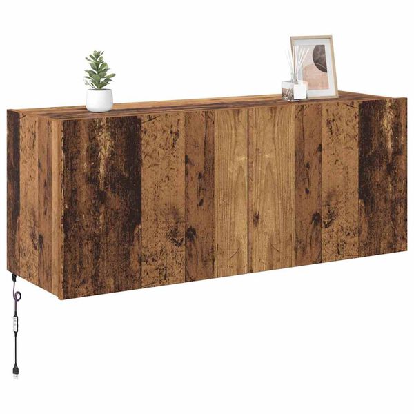 vidaXL Meuble TV mural Bois Ancien 100 x 35 x 41 cm Bois d'ing&eacute;nierie