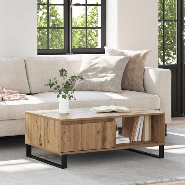 vidaXL Table basse Ch&ecirc;ne artisanal 90 x 60 x 35 cm Bois d'ing&eacute;nierie