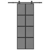 vidaXL Porte coulissante kit de quincaillerie tremp&eacute; verre aluminium