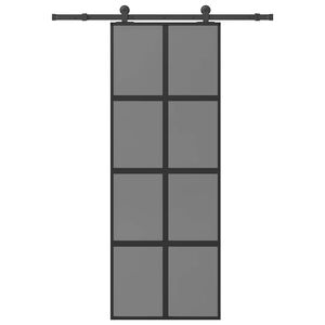 vidaXL Porte coulissante kit de quincaillerie tremp&eacute; verre aluminium