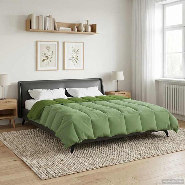 vidaXL Duvet d'&eacute;t&eacute; simple Matelass&eacute; Vert 200 x 240 cm Microfibre