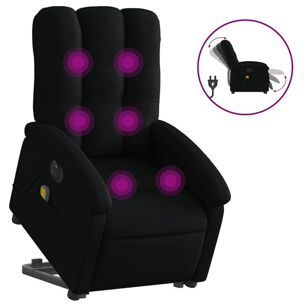 vidaXL Fauteuil inclinable de massage &eacute;lectrique Noir Tissu