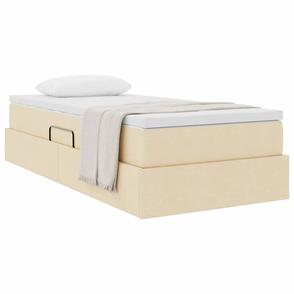 vidaXL Lit avec rangement et matelas Cr&egrave;me 90 x 190 cm Polyester