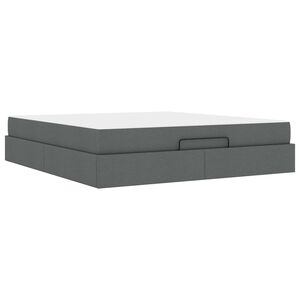 vidaXL Cadre de lit avec matelas avec matelas 2 pcs Gris Fonc&eacute; tissu