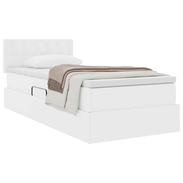 vidaXL Lit avec rangement et matelas Blanc pur 90 x 200 cm Simili cuir