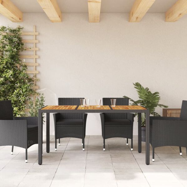 vidaXL Table de jardin et dessus en bois d'acacia noir r&eacute;sine tress&eacute;e