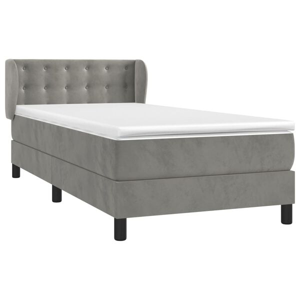 vidaXL Sommier &agrave; lattes de lit et matelas Gris clair 80x200 cm Velours
