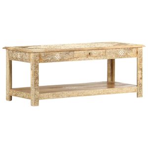vidaXL Table basse peinte &agrave; main 110x50x45 cm Bois de manguier massif