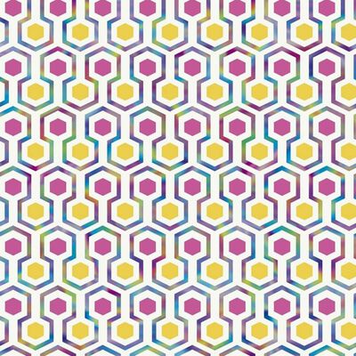 Noordwand Papier peint Good Vibes Hexagon Pattern Rose et jaune