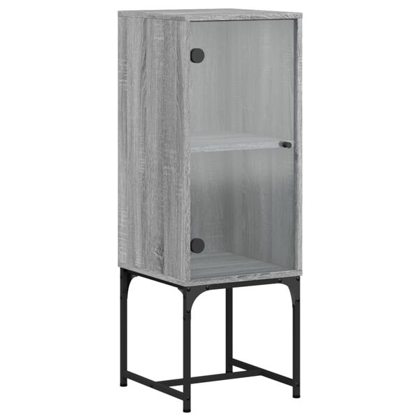 vidaXL Armoire lat&eacute;rale avec porte en verre sonoma gris 35x37x100 cm