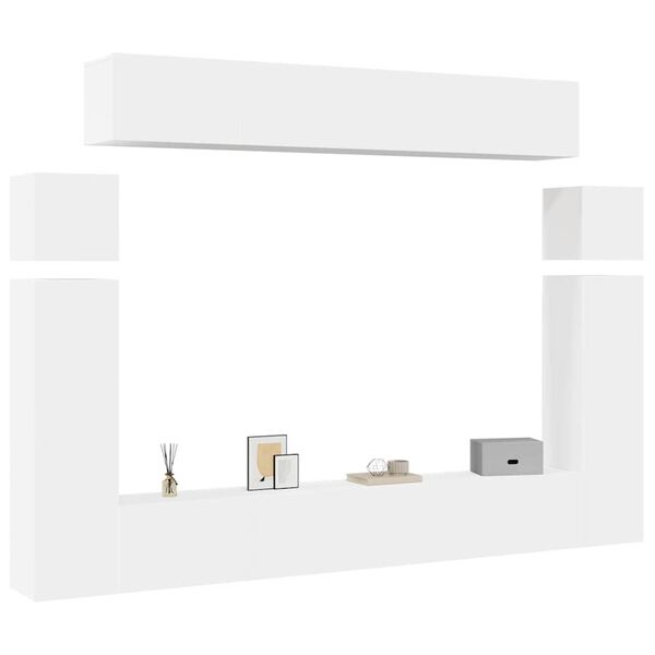 vidaXL Ensemble de meubles TV 8 pcs Blanc Bois d'ing&eacute;nierie