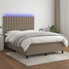vidaXL Sommier &agrave; lattes de lit et matelas et LED Taupe 140x190cm Tissu