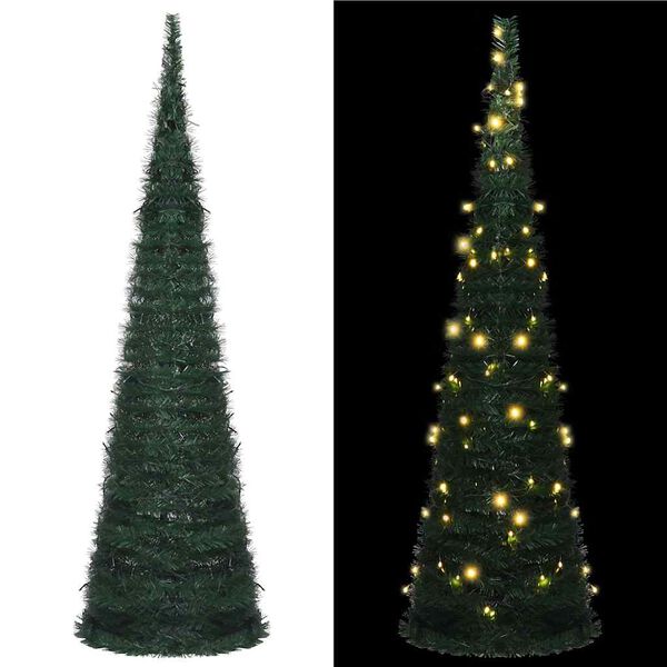 vidaXL Sapin de No&euml;l artificiel pr&eacute;-&eacute;clair&eacute; avec guirlandes vert 210cm