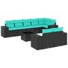 vidaXL Ensemble de canap&eacute; de jardin 9 pcs avec coussins noir r&eacute;sine tress&eacute;e