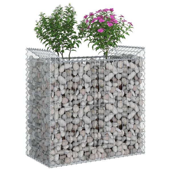 vidaXL Lit sur&eacute;lev&eacute; gabion Argent&eacute; 50 x 100 x 100 cm Acier galvanis&eacute;