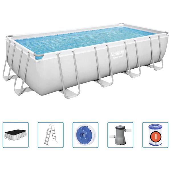 Bestway Ensemble de piscine Power Steel Rectangulaire 488x244x122 cm