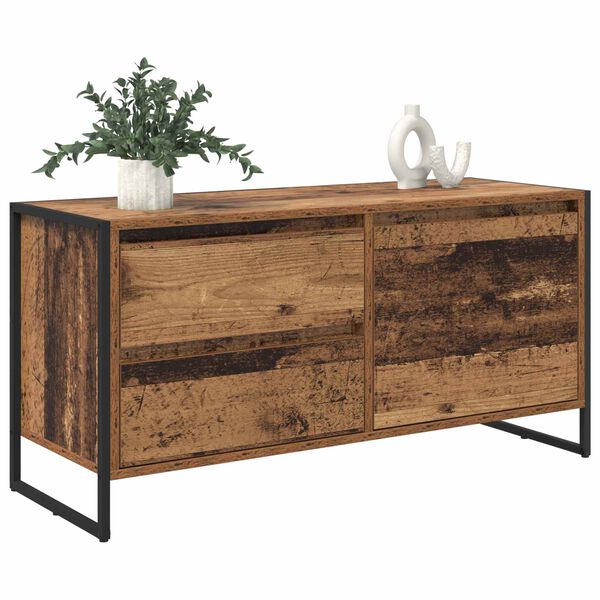 vidaXL Meuble TV Bois Ancien 100 x 36 x 49.5 cm Bois d'ing&eacute;nierie