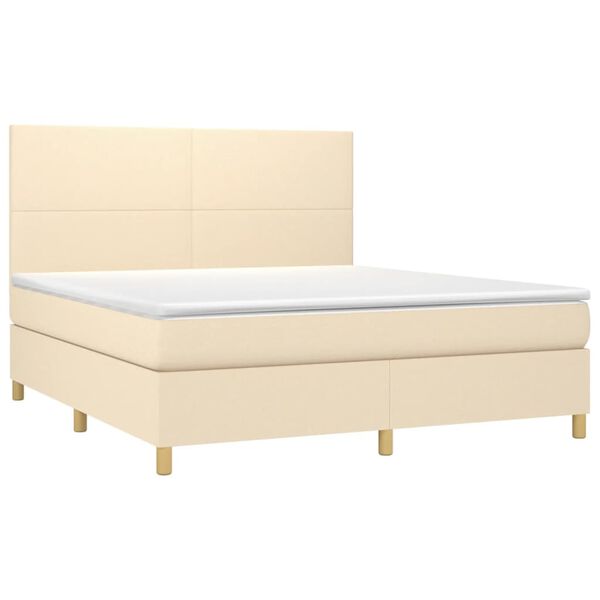 vidaXL Sommier &agrave; lattes de lit avec matelas Cr&egrave;me 180x200 cm Tissu