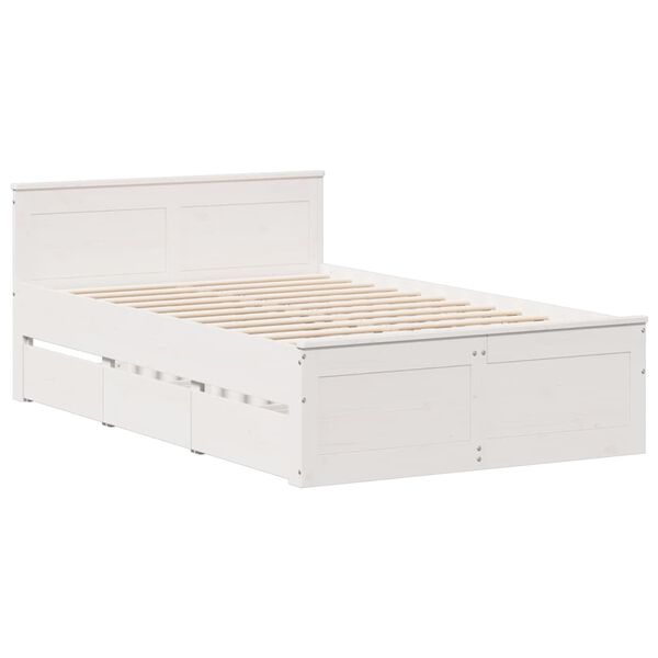 vidaXL Cadre de lit sans matelas avec tête de lit blanc 120x200 cm pin