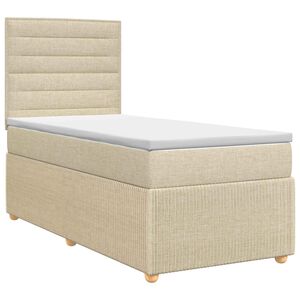 vidaXL Lit boxspring avec matelas Cr&egrave;me 90 x 190 cm Tissu