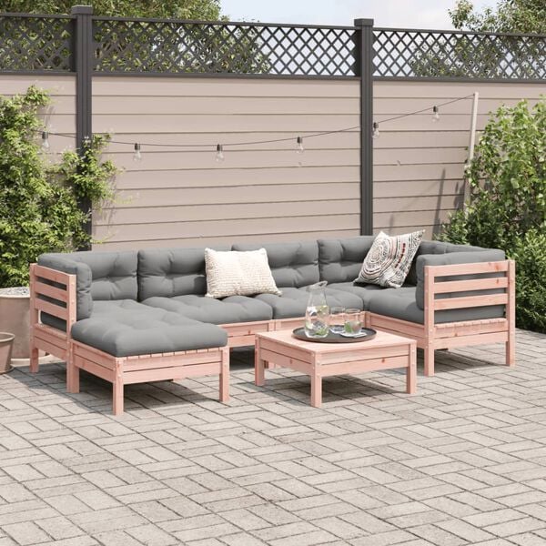 vidaXL Salon de jardin 7 pcs et coussins bois massif sapin de douglas