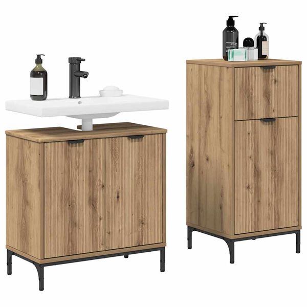 vidaXL Ensemble de mobilier de salle de bain 2 pcs Ch&ecirc;ne artisanal