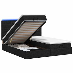 vidaXL Lit coffre avec matelas et LED Noir 180 x 200 cm Tissu