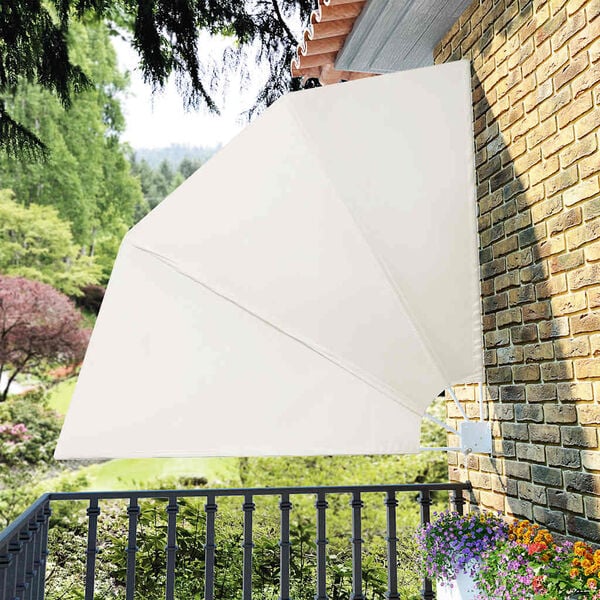 vidaXL Auvent lat&eacute;ral pliable de balcon Cr&egrave;me 210 x 210 cm