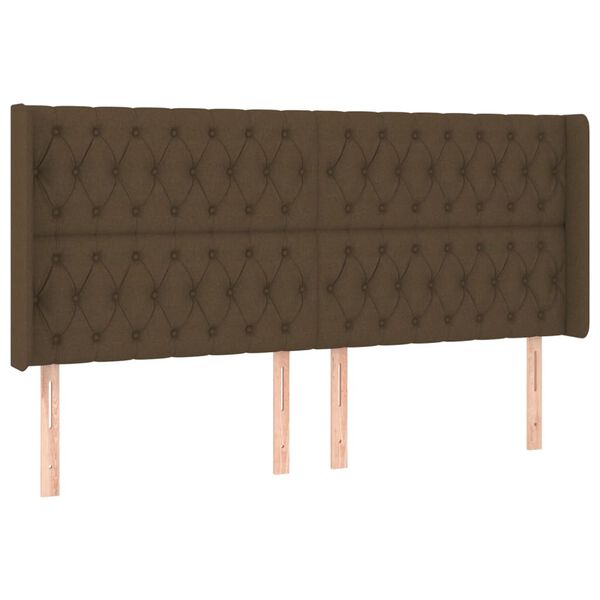 vidaXL T&ecirc;te de lit &agrave; LED Marron fonc&eacute; 203x16x118/128 cm Tissu
