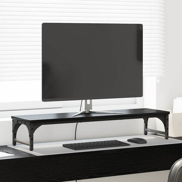 vidaXL Support de moniteur Ch&ecirc;ne noir 85 x 23 x 15,5 cm