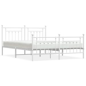 vidaXL Cadre de lit m&eacute;tal sans matelas et pied de lit blanc 180x200 cm