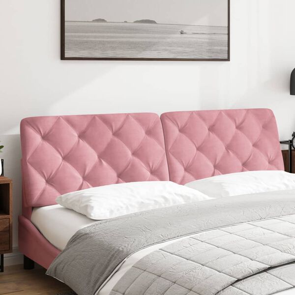 vidaXL Coussin de t&ecirc;te de lit rose 180 cm velours