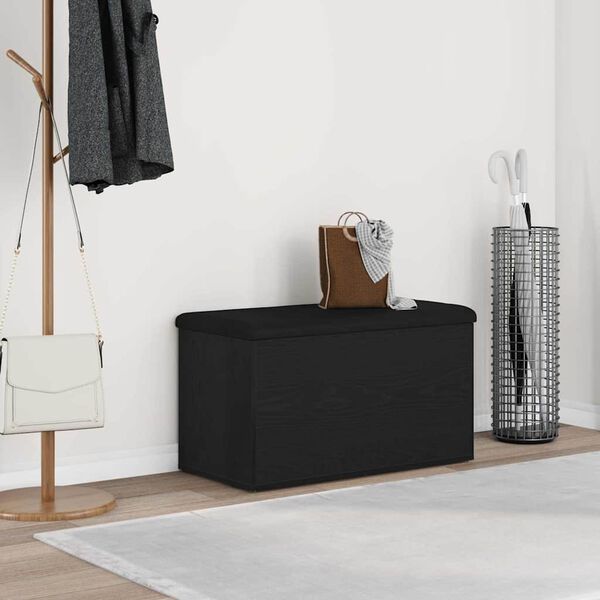 vidaXL Banc de rangement Ch&ecirc;ne noir 82 x 42 x 45 cm Bois d'ing&eacute;nierie