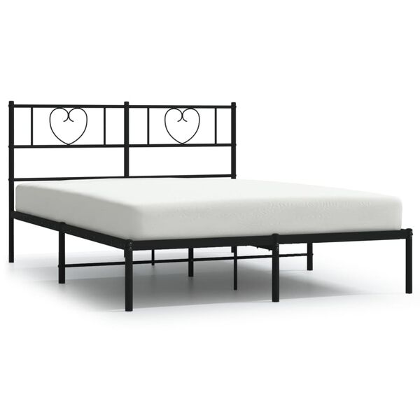 vidaXL Cadre de lit m&eacute;tal sans matelas avec t&ecirc;te de lit noir 140x190cm