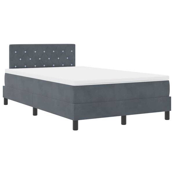 vidaXL Lit &agrave; ressorts avec matelas Gris fonc&eacute; 120 x 200 cm Velours