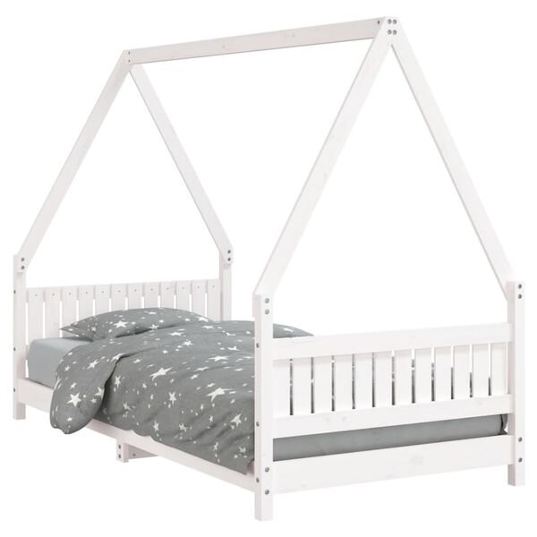 vidaXL Cadre de lit pour enfants blanc 90x190 cm bois de pin massif