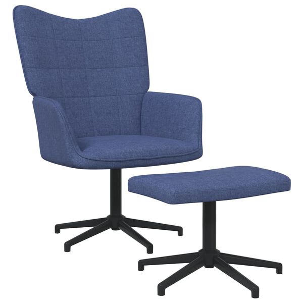 vidaXL Chaise de relaxation avec tabouret Bleu Tissu