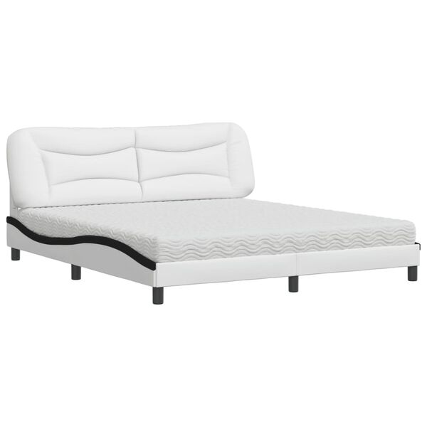 vidaXL Lit avec matelas Hvar blanc et noir 180x200 cm similicuir