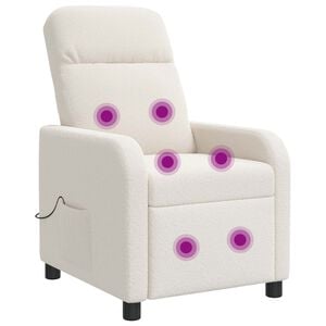 vidaXL Fauteuil de massage inclinable Cr&egrave;me Boucl&eacute;