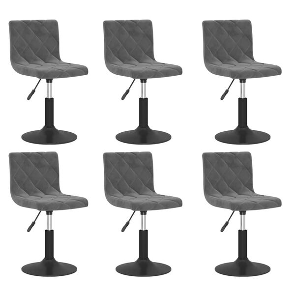 vidaXL Chaises pivotantes &agrave; manger lot de 6 Gris fonc&eacute; Velours