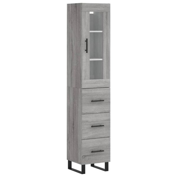 vidaXL Buffet haut Sonoma gris 34,5x34x180 cm Bois d'ingénierie