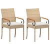 vidaXL Chaises de jardin avec coussin 2 pcs Beige et blanc cr&egrave;me