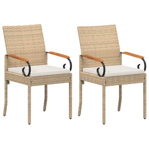 vidaXL Chaises de jardin avec coussin 2 pcs Beige et blanc cr&egrave;me