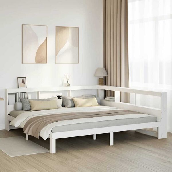 vidaXL Lit biblioth&egrave;que sans matelas blanc 180x200 cm bois pin massif