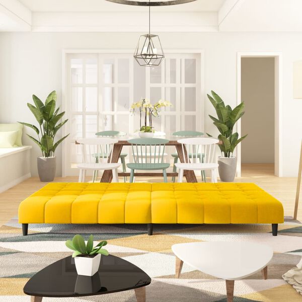 vidaXL Canap&eacute;-lit &agrave; 2 places Jaune Velours