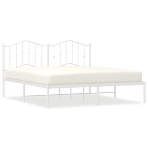 vidaXL Cadre de lit m&eacute;tal sans matelas et t&ecirc;te de lit blanc 160x200 cm