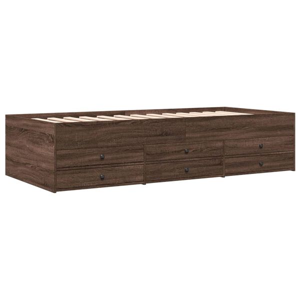 vidaXL Lit de jour avec tiroirs sans matelas ch&ecirc;ne marron 100x200 cm