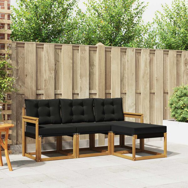 vidaXL Ensemble de canap&eacute;s d'ext&eacute;rieur 4 pcs Naturel et Noir