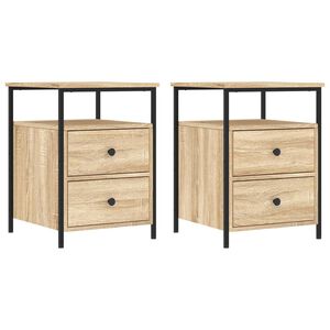 vidaXL Tables de chevet 2pcs ch&ecirc;ne sonoma 44x45x60cm bois d'ing&eacute;nierie
